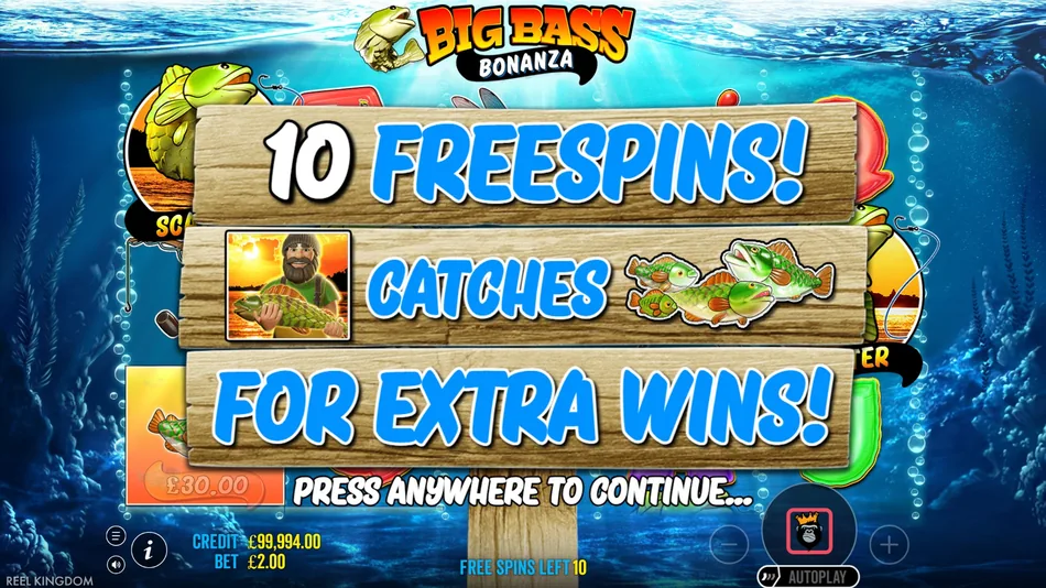 Fisherman Wild collecting fish money symbols during Big Bass Bonanza free spins