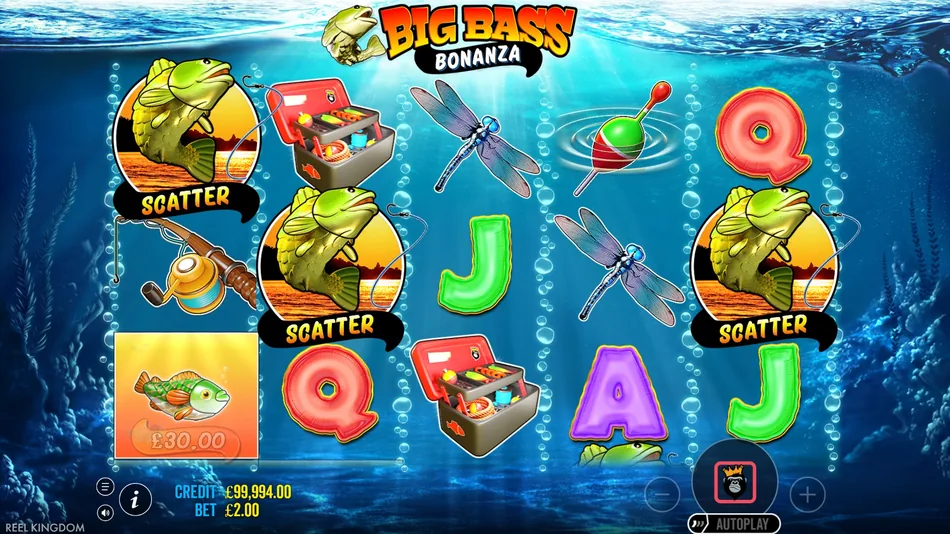 Three bass Scatter symbols on the reels starting the free spins round