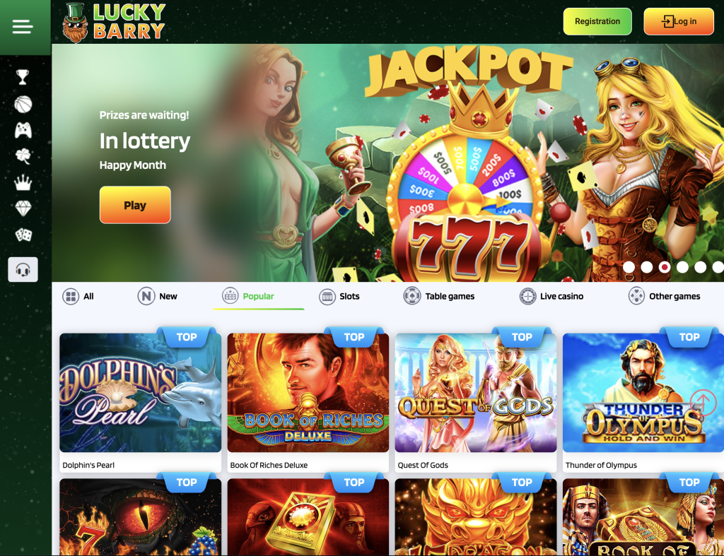 image of lucky barry casino website