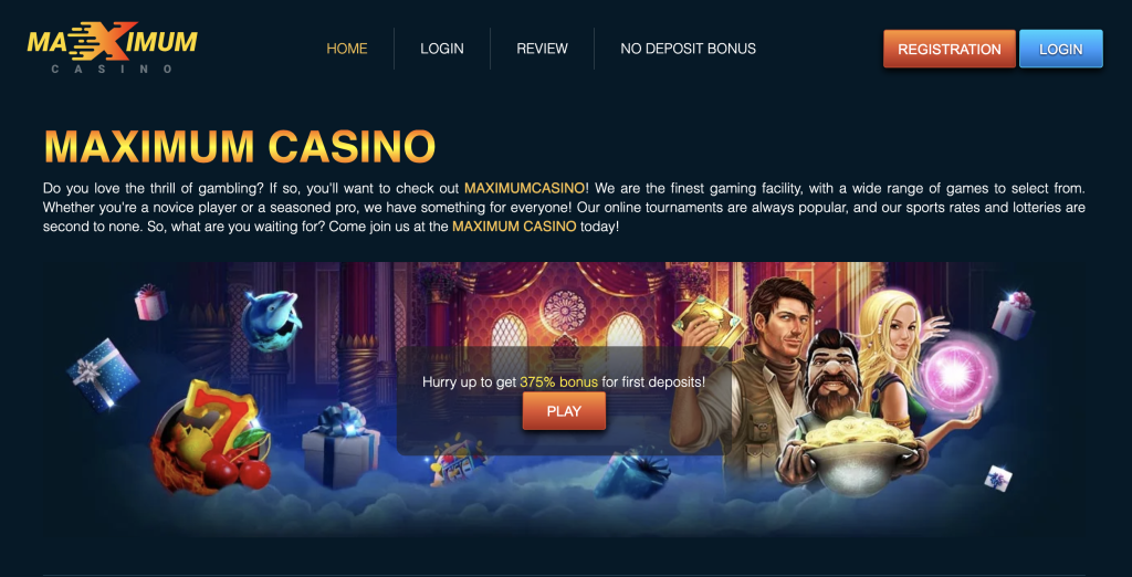 image of maximum casino website