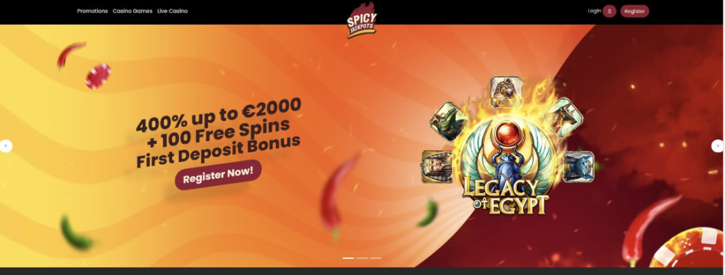 image of spicy jackpots casino website